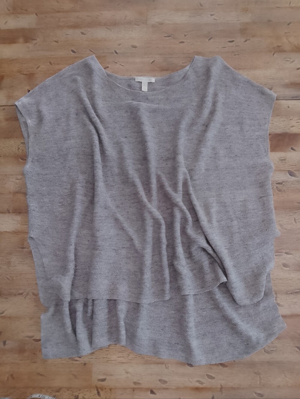 Eileen Fisher Light Gray Women's Boxy Knit Layered Top Organic Cotton